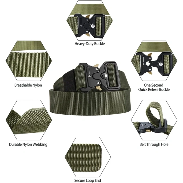 Sports Training Training Wear-resistant Men's Tactical Belt Heavy Duty Webbing Belts Adjustable Style Nylon Belts  Lightweight Outdoor Camouflage multifunctional five piece tactical waist cover hunting Mountaineering waist safety tactical belt