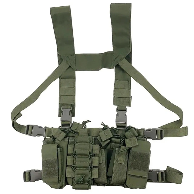 Customized Tactical Chest Rig for Hunting Adjustable Tactical Chest Rig Bag Heavy Duty Tactical Harness Vest Rig Bag Outdoor Sports Accessories Tactical Recon Chest Rig Camouflage Tactical Safety Chest Rig Tactics Molle Chest Rig Pouch