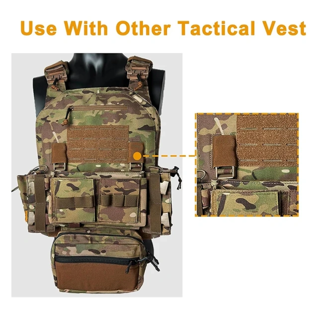 Tactical Molle Chest Rig with Mag Pouches Modular Micro Tactical Chest Rig Nylon Tactical Vest for Hunting Training Customized Tactical Chest Rig Equipment Gear Camo Tactical Vest Rig Heavy Duty Tactical Chest Harness MOLLE Rig