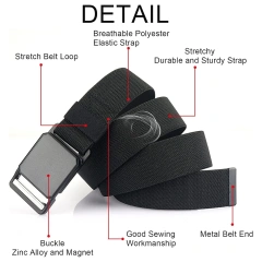 Wear-resistant Tactical Elastic Belts Men Quick Release Magnetic Buckle Stretch Webbing Heavy Duty Work Golf Belt  Fashionable Reversible Web Nylon Casual Belt  Training Men Golf Hiking Pants Jeans Men Ratchet Belt