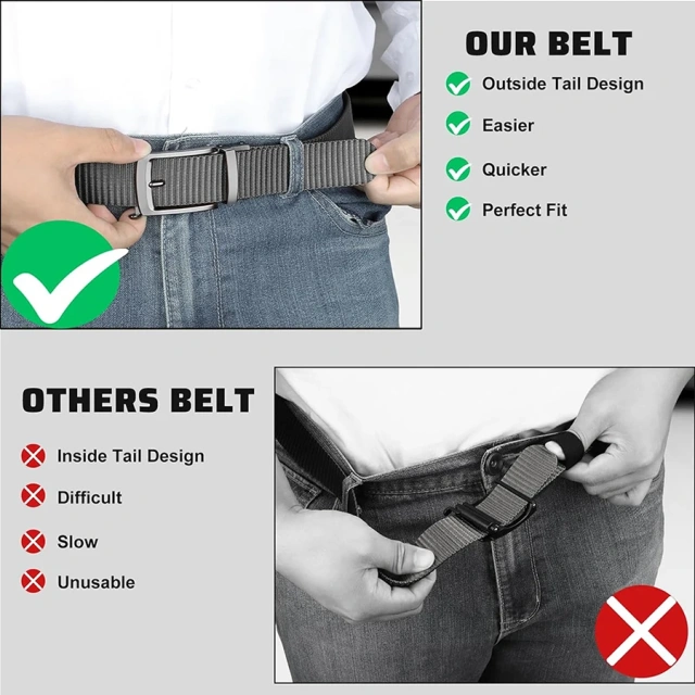 Wear-resistant Breathable Reversible Ratchet Belts Men Tactical Men Nylon Web Outside Tail Golf Belt  Waterproof multifunctional Tactical Nylon Belt Adjustable Utility Gear Belt Heavy Duty Belts with Quick Release Buckle