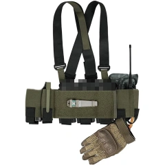 High Quality Tactical Gears Chest Rig Tactical Safety Vest Lightweight Elastic Camouflage Tactical Rig Tactical Equipment Chest Rig Adjustable Detachable Training Chest Rigs with Mag Pouch Camouflage Vest