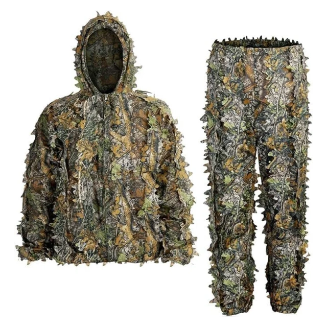 Outdoor Woodland and Halloween 3D Leafy Camo Men Camouflage Suits Hunting Ghillie Suits Lightweight Gear Hunting Clothes Comfortable Ghillie Suits Outdoor Camouflage Suit Hunting Camouflage Outdoor Jungle Games and Halloween Practical Ghillie Suit