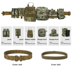 Wholesale Outdoor Gear User Tactical Belt High Density Material Outdoor Hunting Tactical Storage Bag Duty Security Traffic Belt   Adjustable Training durable Men Stretch Canvas Belt Durable Plastic Buckle for Work Travel Sports Elastic Tactical Belt