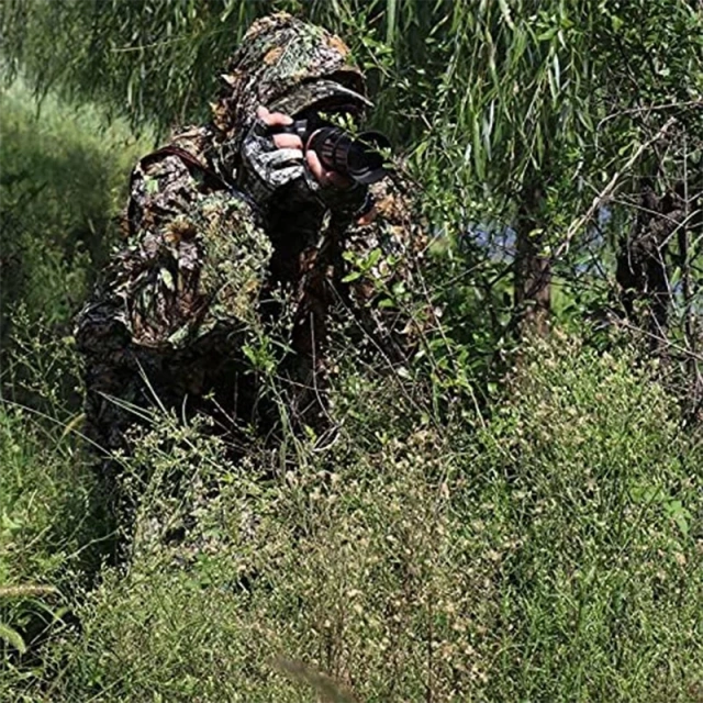 Outdoor Woodland and Halloween 3D Leafy Camo Men Camouflage Suits Hunting Ghillie Suits Lightweight Gear Hunting Clothes Comfortable Ghillie Suits Outdoor Camouflage Suit Hunting Camouflage Outdoor Jungle Games and Halloween Practical Ghillie Suit