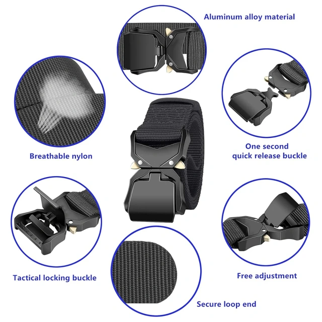 Waterproof Multifunctional Tactical Belt Riggers Belts Heavy Duty Quick-Release Aluminum Alloy Buckle Tactical Belt  Heavy duty High Density Durable Hunting Material Tactical Belt with Pouches Duty Belts Outdoor Work wear-resistant Belts