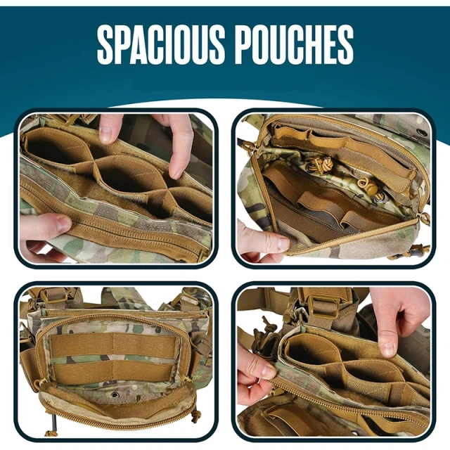 Tactical Accessories Chest Rig High Quality Tactical Molle Vest Pack Chest Harness Tactical Rig Vest for Hunting Custom Tactical Chest Rig Vests with Mag Pouches for Training Tactical Chest Vest Rig Adjustable Tactical Chest Rig