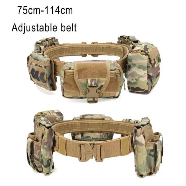 Outdoor Tactical Waist Belt Tactical Unloading Belt with Pouches Hunting Equipment Wallet Waterproof Outdoor Tactical Bag Pack  Adjustable Wear-resistant Tactical Belt Lightweight stab-proof Buckle Double sided Nylon Strap Ratchet Belts