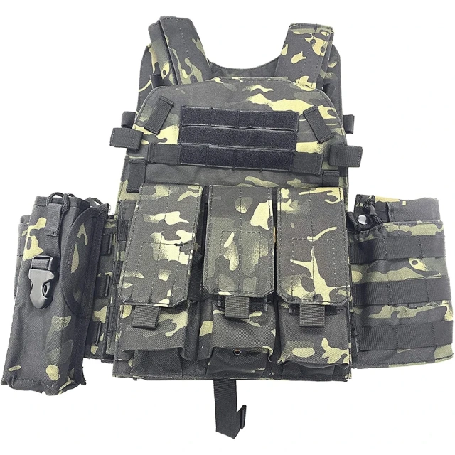 Men's Breathable Protective Training Vest Outdoor Lightweight Assault Vest Adjustable Multifunctional Tactical Vest Training Vest outdoors Breathable Paintball Vest Outdoor Equipment for Men