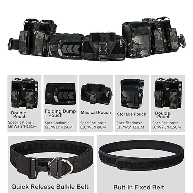 Wholesale High Quality Fashionable Tactical Belt with Quick Release Accessory Pouches Multifunctional Duty Belt for Men  Tactical Strap Nylon Thigh Belt Elastic Thigh Strap with Quick Release Buckle Games and Outdoors Unisex Tactical Belt
