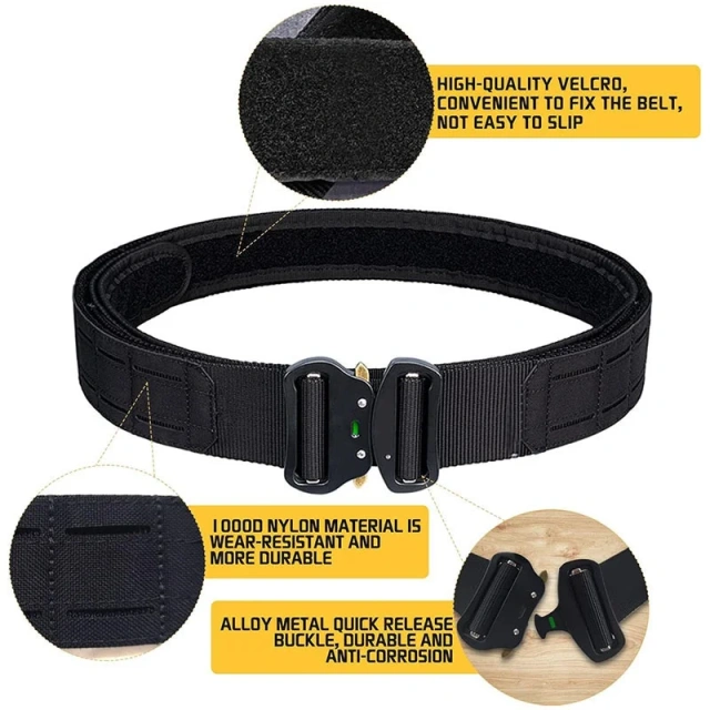 Outdoor Sport Enthusiasts High Duty Multi-functional Waterproof Utility Tactical Belt Premium Duty Belt Kits Riggers Belts  Adjustable Training Men Nylon outdoors Lightweight No Metal Belt Waist Big and Tall Casual Tactical Work Web Belt