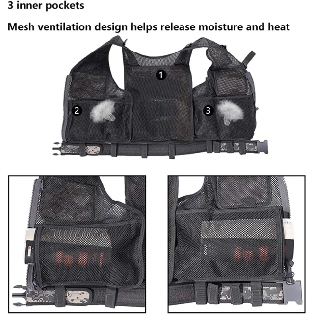 Multifunctional Assault Vest for Outdoors High Quality Breathable Waterproof Training Vest Lightweight Field Tactical Vest  Training Vest Assault outdoors security Training vest Fully Adjustable Lightweight Sports Training vest