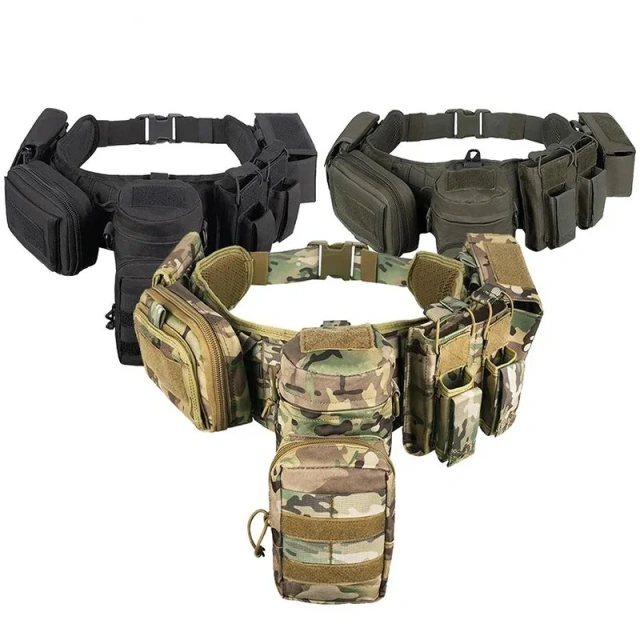 Premium Adjustable Multi-functional Camouflage Training Waist Outdoor Belt Multi Functional Carrying Equipment Waist Belt  High Quality Sports Training Heavy Duty Quick-Release Wear-resistant Lightweight Belt Stiffened  Nylon Tactical Belt