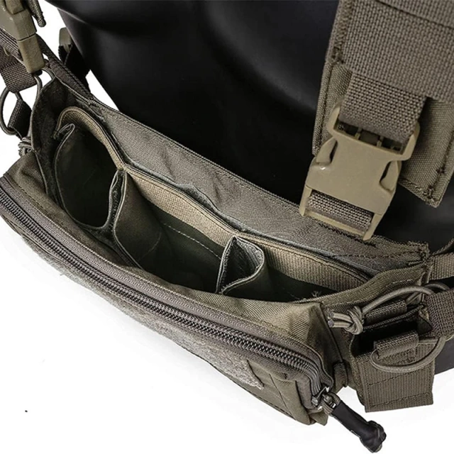 Good Quality Tactical Chest Rig Mini Style Tactical Vest with Chest Strap Unisex Tactical Micro Chest Vest Tactical Gear Chest Rig Adjustable Detachable Tactical Modular Vest with Mag Pouch Tactical Micro Chest Rigs