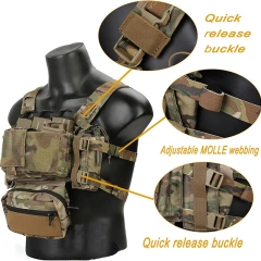 Tactical Molle Chest Rig with Mag Pouches Tactical Modular Micro Rig Nylon Tactical Vest for Hunting Training Tactical Accessories Vest Chest Rig for Outdoor Heavy Duty Tactical Vest Rig Bag Adjustable Tactical Chest Rig