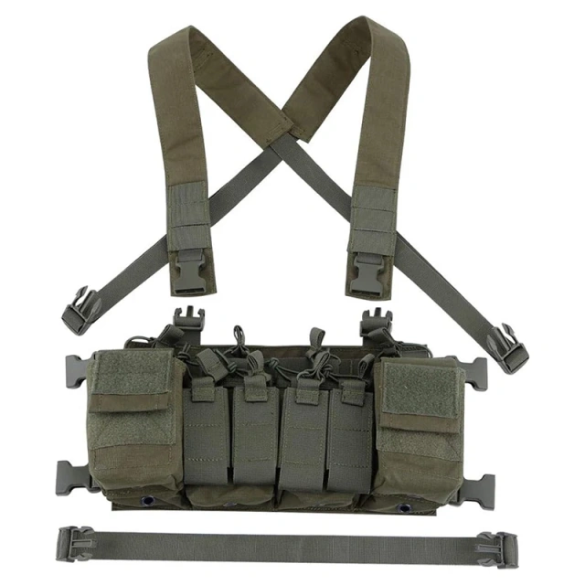 Factory Direct Sales Tactical Chest Vest Rig Adjustable Tactical Chest Rig with Mag Pouches Tactical Chest Rig Bag Customized High Quality Tactical Chest Vest Rig Tactical Vest with Multi-pockets Outdoor Training Hunting Vest