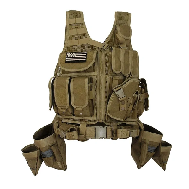 Training Vest Tool Belt with Medium Pouches Weight Dispersal Work Vest Coyote Tan  Outdoor Training Vest Camo outdoors Breathable Paintball Vest Adjustable Vest with Removable Pouch