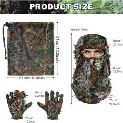 Outdoor Soft and Minimalist Camo Ghillie Suits 3D Leafy Hooded Hunting Simple and Minimalist Camouflage Ghillie Suits Lightweight Practical 3D Leafy Camo Suits with Storage Bag Ghillie Suits for Men Leaf Camouflage Training Hunting Ghillie Suit
