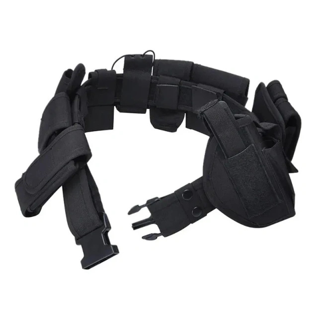 Premium Detachable Tactical Duty Security Belts Training Duty Security Multifunctional Utility Kit Duty Belt with Pouch Set  Adjustable Training Tactical Belt Utility Nylon Web Rigger Work Belt with Heavy Duty Quick-Release Buckle