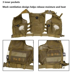 Customized Thickened Breathable Tactical Vest for Assault Outdoors Field Training Vest High Quality Tactical Equipment Vest  Training Weight Vest Fully Adjustable Wear-resistant Lightweight stab-proof Sports Training vest
