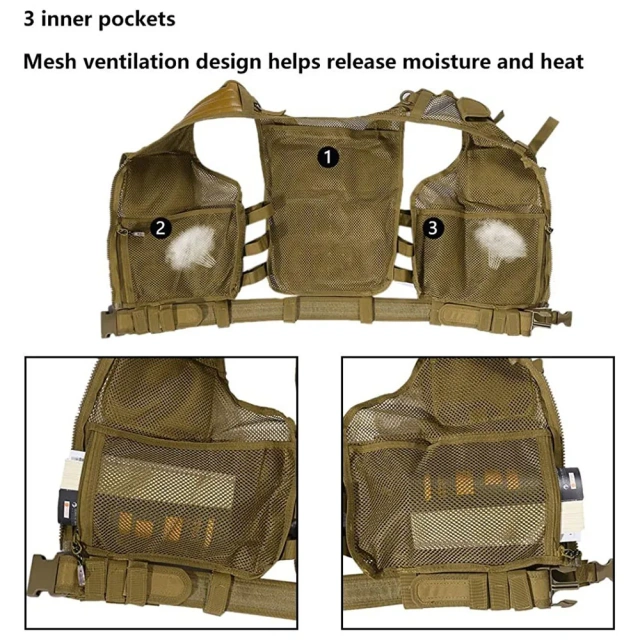 Customized Thickened Breathable Tactical Vest for Assault Outdoors Field Training Vest High Quality Tactical Equipment Vest  Training Weight Vest Fully Adjustable Wear-resistant Lightweight stab-proof Sports Training vest