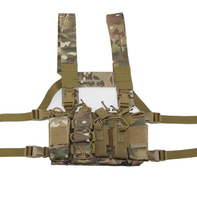 Multi-Functional Tactical Vest Rig Heavy Duty Chest Rig Harness for Tactical Outdoor Camouflage Chest Rig Custom Tactical Chest Rigs with Magazine Pouch Heavy Duty Camo Harness Tactical Vest Durable Tactical Chest Rig
