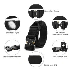 Fashionable Training Durable Men Nylon Webbing Utility Belt with V-ring Heavy Duty Quick-Release Buckle Tactical Rigger Belt  High Quality Mountaineering Outdoor wear-resistant sport enthusiasts Tactical Belt outdoor Security Duty Equipment Duty Belt