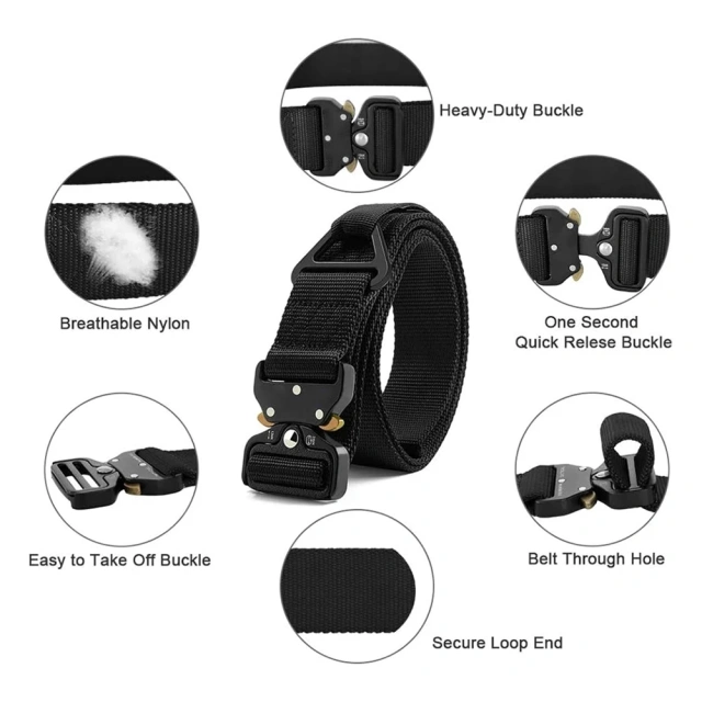 Fashionable Training Durable Men Nylon Webbing Utility Belt with V-ring Heavy Duty Quick-Release Buckle Tactical Rigger Belt  High Quality Mountaineering Outdoor wear-resistant sport enthusiasts Tactical Belt outdoor Security Duty Equipment Duty Belt