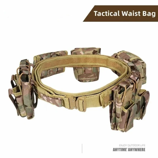 Outdoor Multifunctional Climbing Storage Bag Hiking Hunting Tactical Pouch Belt Pocket Bag Tactical Multifunctional Waist Belt  Sports Training Quick Release Tactical Belt Work Nylon Web Hiking Belt with Heavy Duty Seat belt