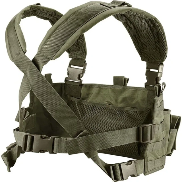 Training Chest Rig Loaded Gear Green  Kids Training Vest Adjustable Nylon Children Outdoor Game Vest with Multiple Pouches for Playing Game   Training Vest outdoors Breathable Paintball Vest Adjustable Training Vest Chest Protector