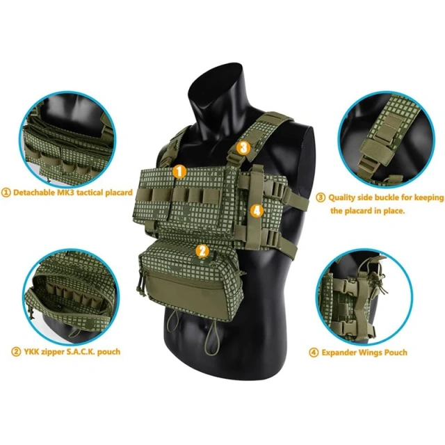 High Quality Tactical Vest Gear Chest Rig Tactical Micro Chest Rig Outdoor Training Security Chest Rig Custom Logo Camouflage Tactical Gear Harness Tactical Chest Rig Bag Outdoor Hunting Tactical Vest Recon Chest Rig