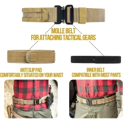 Adjustable Training Quick Release Belts with Inner Belt and Anti-Slip Pad Heavy Duty Sports Tactical Belt  High quality High Material comfortable Tactical Belt breathable Tactical Duty Belts Utility Belt with Accessories Pouches