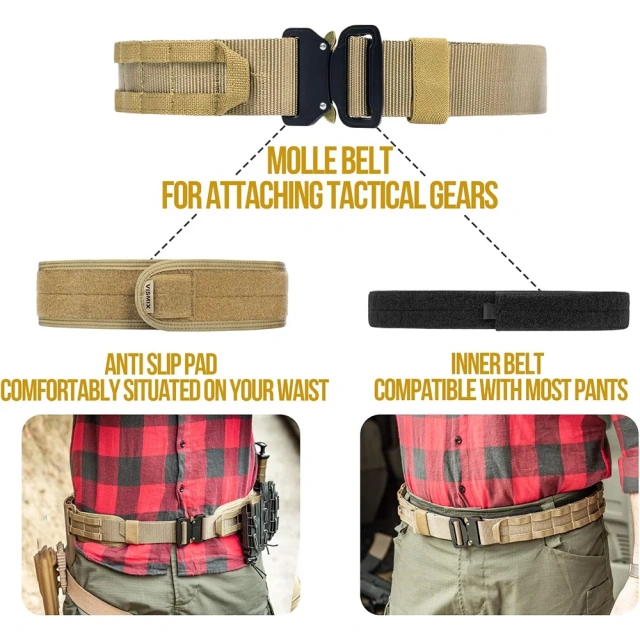 Adjustable Training Quick Release Belts with Inner Belt and Anti-Slip Pad Heavy Duty Sports Tactical Belt  High quality High Material comfortable Tactical Belt breathable Tactical Duty Belts Utility Belt with Accessories Pouches