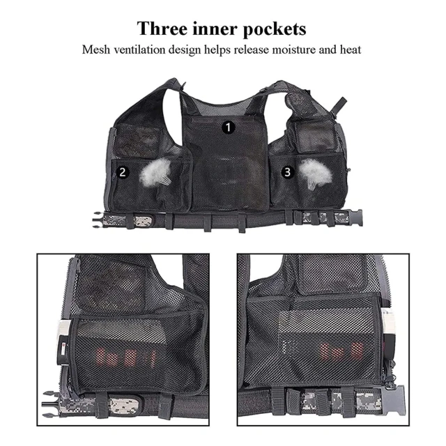 Mesh Breathable Wear-resistant Vest Adjustable Durable Training Uniform with Detachable Belt & Holster Training Vest  Breathable Right Hand Training Vest Men Workout Adjustable sports equipment Vest
