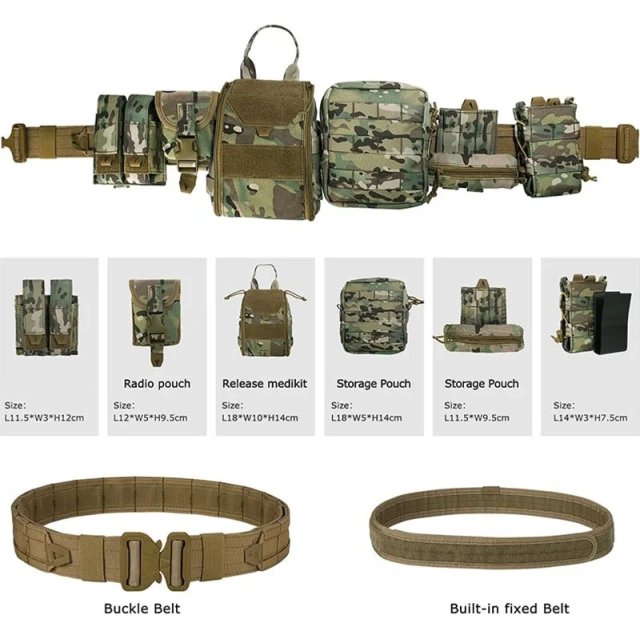 Wholesale Multifunctional Sport Enthusiasts Tactical Belt Fashionable Wear-resistant Duty Belt Quick-Release with Pouches  Hot selling Breathable Hiking Rigger Nylon Web Work Belt with Heavy Duty Quick Release Buckle Tactical Belt