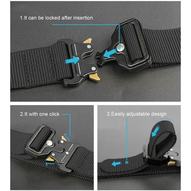 High Quality Adjustable Training Men Tactical Belt Work Belts Nylon Web Tactical Belt with Automatic Slide Buckle  Premium Multifunctional Camping and Everyday Use Quick-release Buckle Waist Belt Quick Release Tactical Heavy Duty Belt