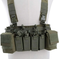 Factory Direct Sales Tactical Chest Vest Rig Adjustable Tactical Chest Rig with Mag Pouches Tactical Chest Rig Bag Customized High Quality Tactical Chest Vest Rig Tactical Vest with Multi-pockets Outdoor Training Hunting Vest