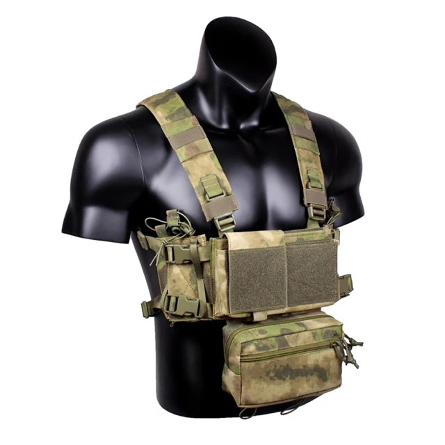 Best Selling Tactical Micro Gear Chest Rig Bags with Mag Pouch Tactical Camouflage Chest Rig Hanging Tactical Chest Rig Wholesale Tactical Molle Chest Rig Heavy Duty Tactical Vest Rig Camouflage Tactical Chest Rig Training Vest for Outdoor