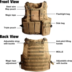 Hot Selling Breathable Tactical Hunting Vest Lightweight Training Vest  Wear-Resistant Protective Tactical Vest for OutdoorSports Vest 600D Encryption Polyester Adjustable Training Lightweight Assault Vest