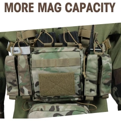Tactical Chest Rig Adjustable Detachable Molle Chest Rigs with Mag Pouch Camouflage Tactical Vest Chest Rig Tactical Gear Chest Rig Heavy Duty Tactical Vest MOLLE Chest Rigs Utility Tactical Chest Rig with Dangler Pouch