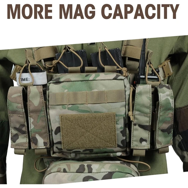 Tactical Chest Rig Adjustable Detachable Molle Chest Rigs with Mag Pouch Camouflage Tactical Vest Chest Rig Tactical Gear Chest Rig Heavy Duty Tactical Vest MOLLE Chest Rigs Utility Tactical Chest Rig with Dangler Pouch