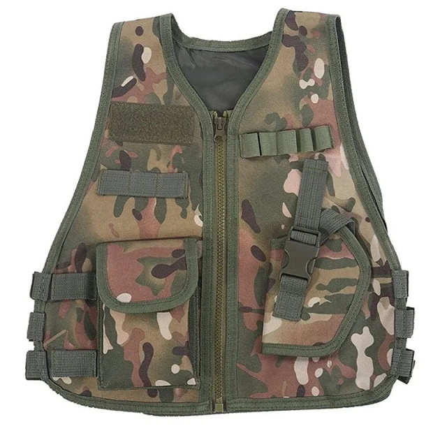 Outdoor Kids Children Tactical Waistcoat With Multi Pocket Children Assault Training Vest Camouflage Vest for Kidshigh-quality Adjustable Training Vest outdoors Breathable Paintball outdoors security Training vest