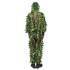 New Jungle Woodland Forest Ghillie Suit for Hunting Cosplay Zipper style Camouflage suit 3d Leafy Ghillie Suit Outdoor Ghillie Suit Hunting Suits Pants 3D Leaf Camo Camouflage Coveralls Youth Adult Training Lightweight Clothes