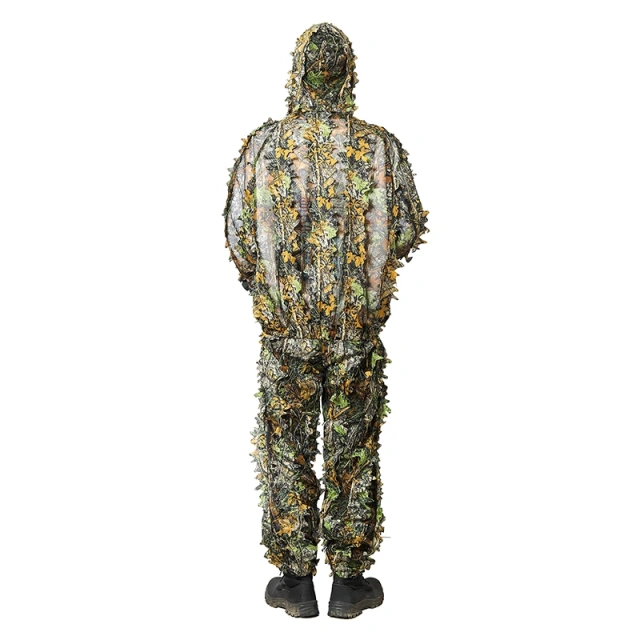 Camouflage Training 3D Leaf Tactical Training Ghillie Suit Breathable Outdoor Woodland Hunting Camouflage Clothing Outdoor Soft and Minimalist Camo Ghillie Suits 3D Leafy Hooded Hunting Simple and Minimalist Camouflage Ghillie Suits