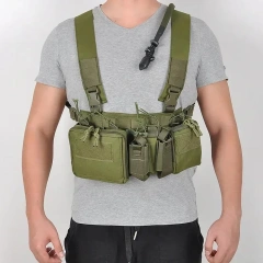 Men Nylon Tactical System Chest Rig High Quality Tactical Vest with Magazine Pouch Tactical Carrier Chest Rig Customized Hunting Apparel Nylon Tactical Chest Rig Vest with Magazine Pouch Molle System Tactical Chest Rig