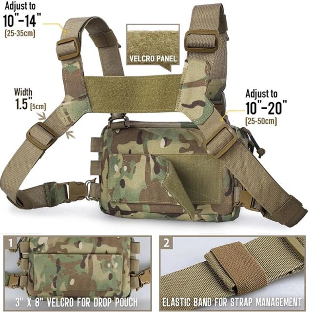 Tactical Chest Rig Pack for Men Good Quality Tactical Chest Rigs for Hunting Outdoor Tactical Vest with Mag Pouch Camouflage Tactical Chest Hanging Vest Tactical Bag Light Weight Tactical Chest Rig Bag Training Chest Rig