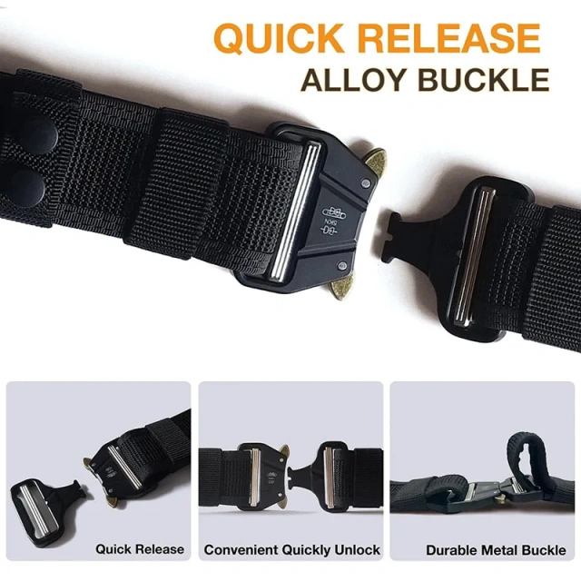 High Quality Premium Adjustable Tactical Duty Belt Set High Density Material Nylon Adjustable Quick-Release Tactical Belt   Wear-resistant Sports Reversible Training durable outdoors Ratchet Belt Nylon Web Golf Tactical Belt