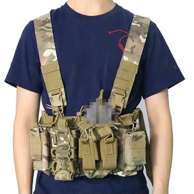 Best Selling Tactical Gear Camouflage Molle Chest Rigs Durable Tactical Chest Rig Outdoor Harness Tactical Rig Vest military Tactical Equipment Gear Hunting Vest Tactical Chest Harness MOLLE Rig Heavy Duty Tactical Chest Rig Vest