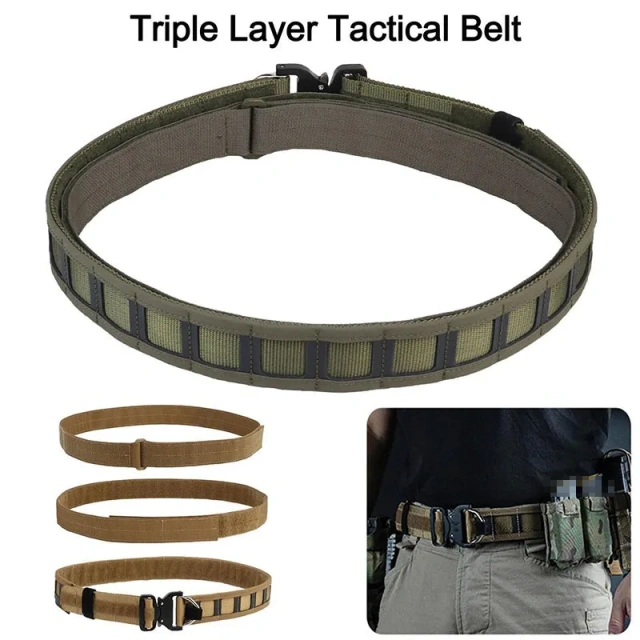 Adjustable Multifunctional Camping Quick-release Buckle Training Belt Set with Tactical Holster Adjustable Belt Hunting  Adjustable Men's Wear-resistant Nylon Web Work Tactical belt Simple Durable Everyday Riggers Belt