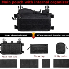 Tactical Gear Chest Rig Tactical Molle Micro Chest Rigs Adjustable Detachable Tactical Modular Vest with Mag Pouch Hot Selling Tactical Vest Outdoor Adjustable Tactical Chest Rig with Pouches Training Chest Rig for Hunting